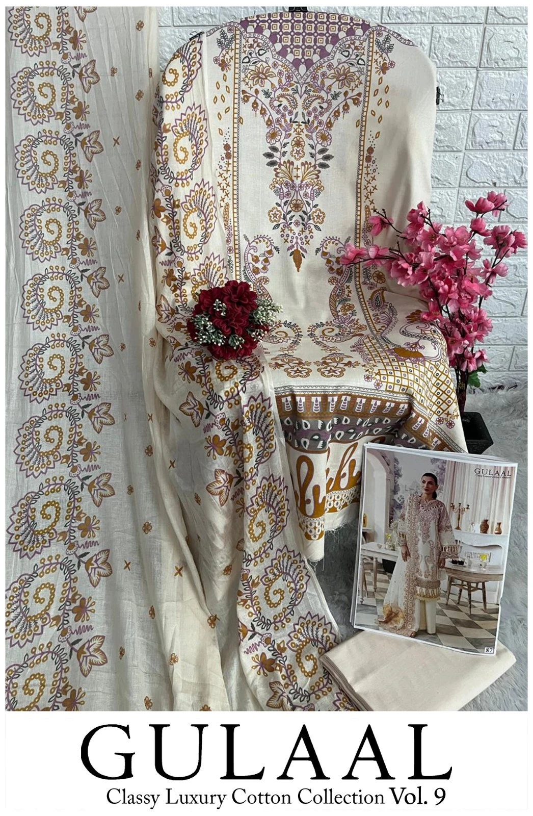 Gulaal Classy Luxury Cotton Collection Vol 9 Pure Cotton Wholesale Pakistani Salwar Suit Catalog — Wholesale Salwar Suits, MPA wholesale from Surat — view 8